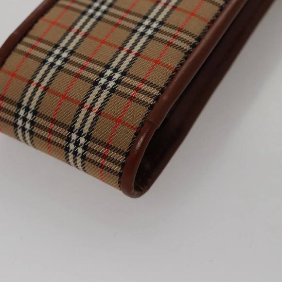BURBERRY Nova Check Mini Pouch Canvas Leather Beige Brown...
